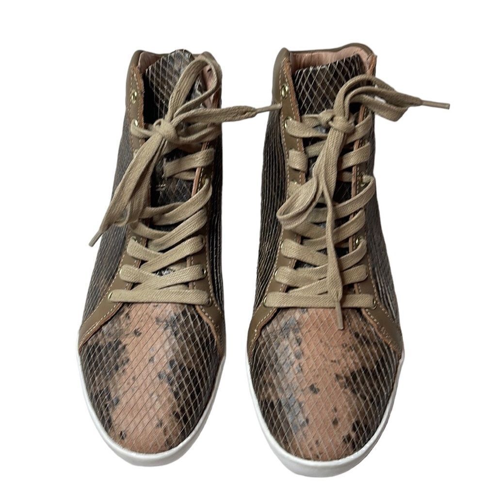 Joie Felton Python Print High Top Leather Sneakers. Size 37 (6.5)